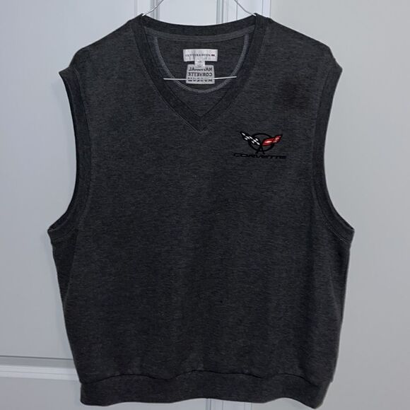 Cutter & Buck men’s Gray Corvette Stingray golf V-Neck sleeveless sweater vest L - Picture 1 of 6